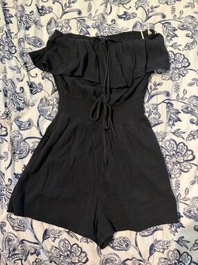 aerie Black Off-Shoulder Romper